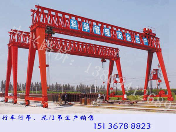 广西柳州龙门吊租赁80吨16米跨花架龙门吊带轨道